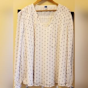 Old Navy Chiffon Smocked Poet Swing Blouse for Women, sz L tall